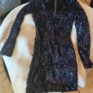 Elegant dark blue Sequin Dress